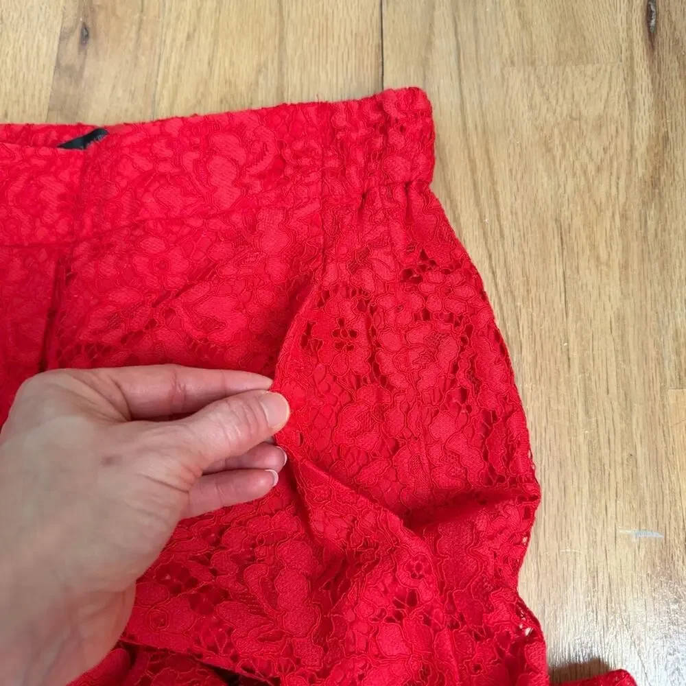 J. Crew Easy Pant in Floral  Lace Red Size 00 - Picture 6 of 12